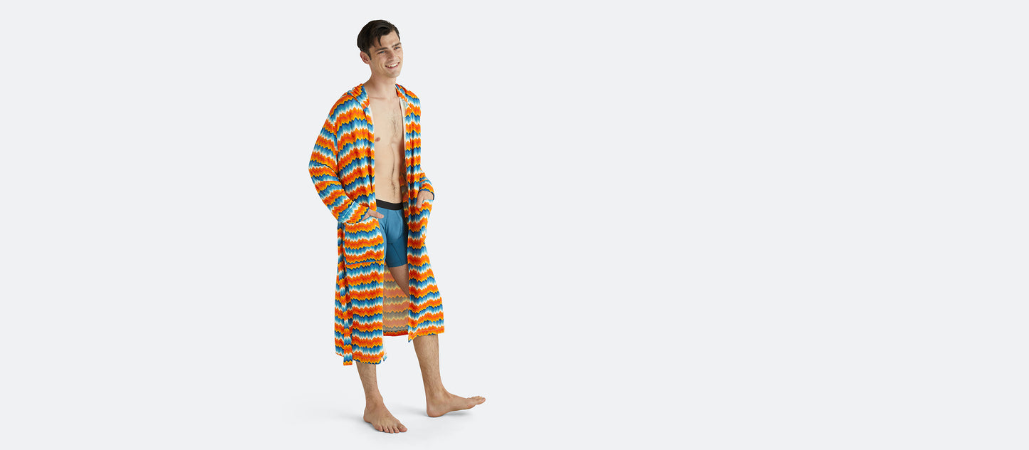 Unisex Hooded Modal Robe | Groovy Chevron