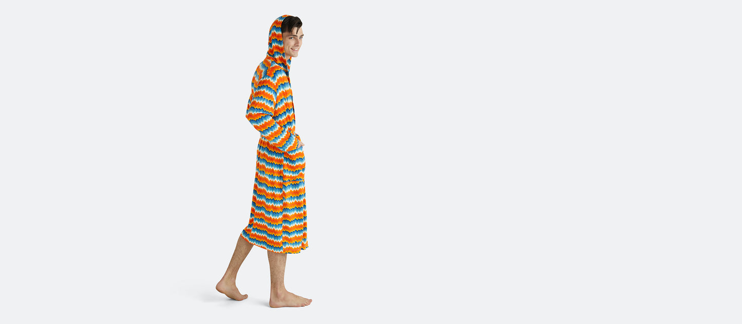 Unisex Hooded Modal Robe | Groovy Chevron