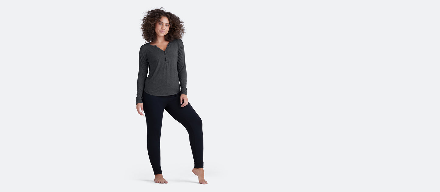 Women's Modal Henley | Heather Charcoal