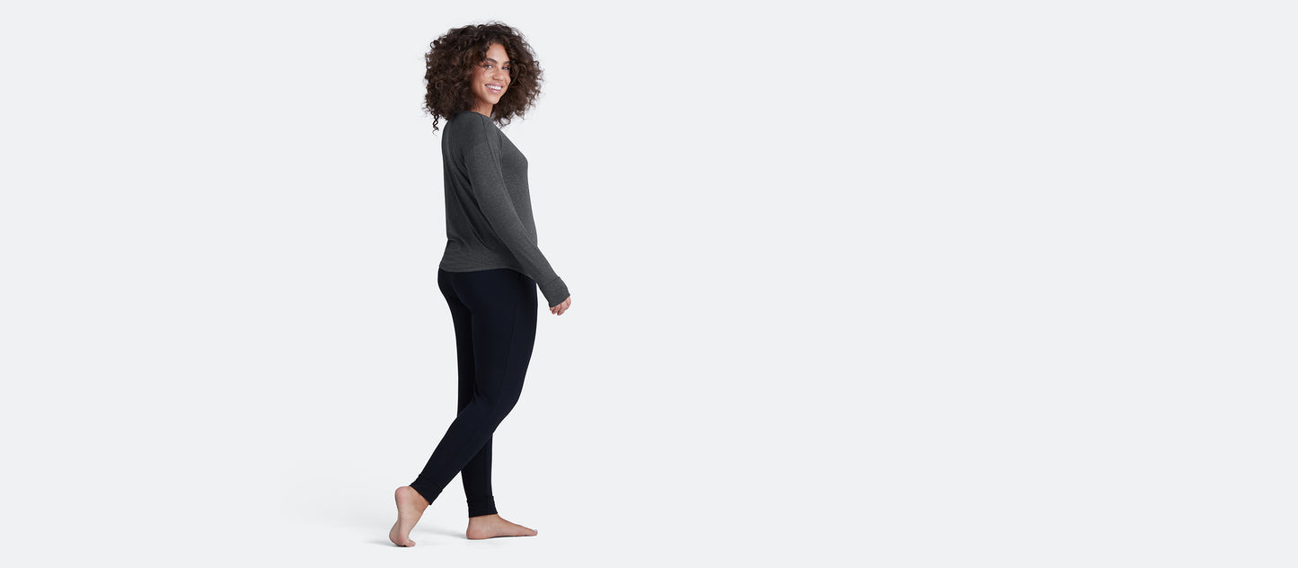 Women's Modal Henley | Heather Charcoal