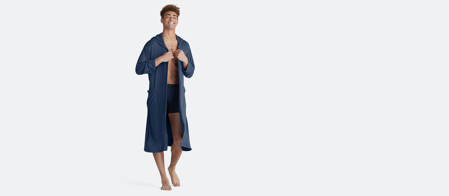 Unisex Hooded Modal Robe | Heather Navy