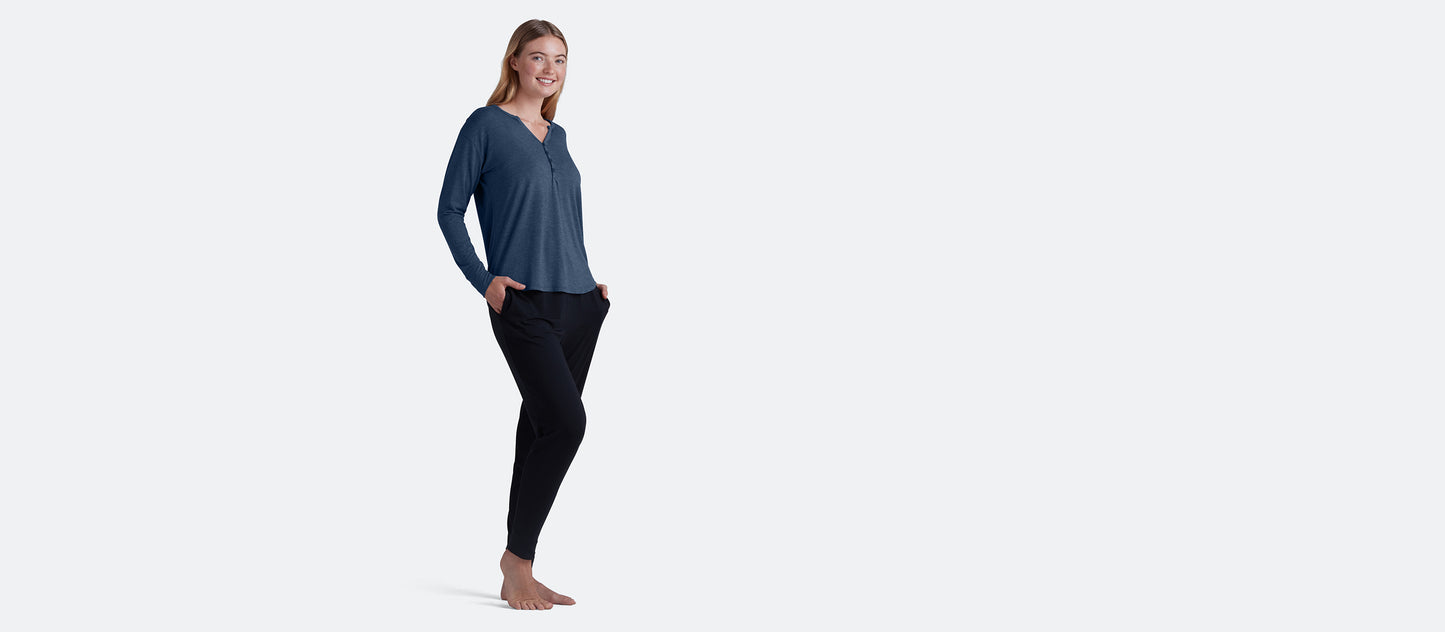 Women's Modal Henley | Heather Navy