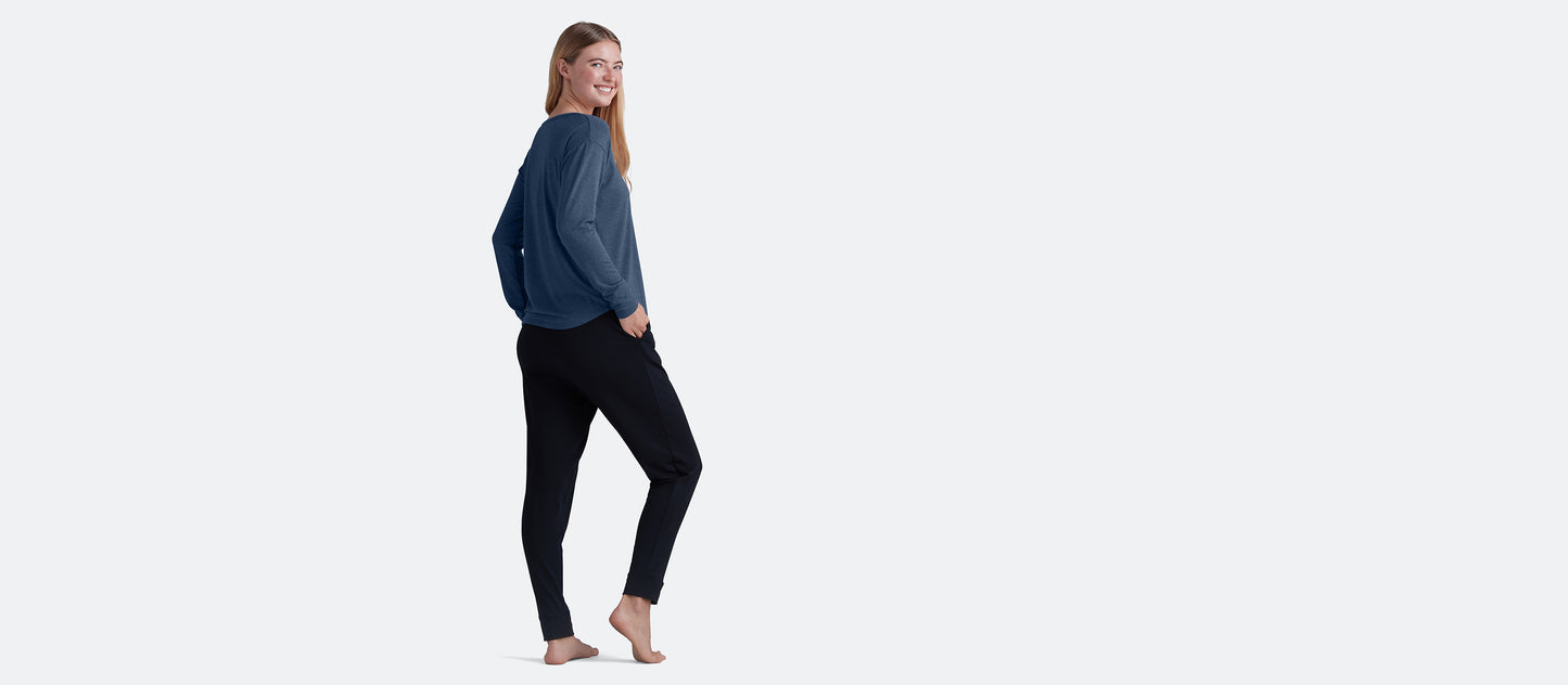 Women's Modal Henley | Heather Navy