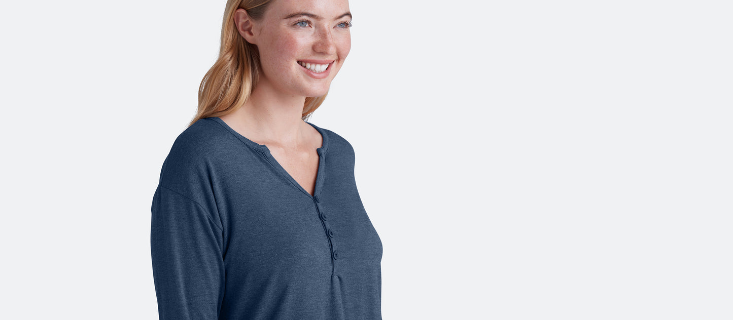 Women's Modal Henley | Heather Navy