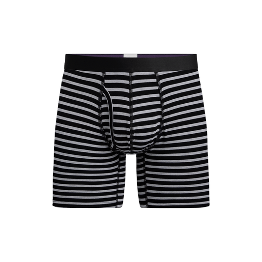 Boxer Brief w/ Fly | Heather Grey Stripes