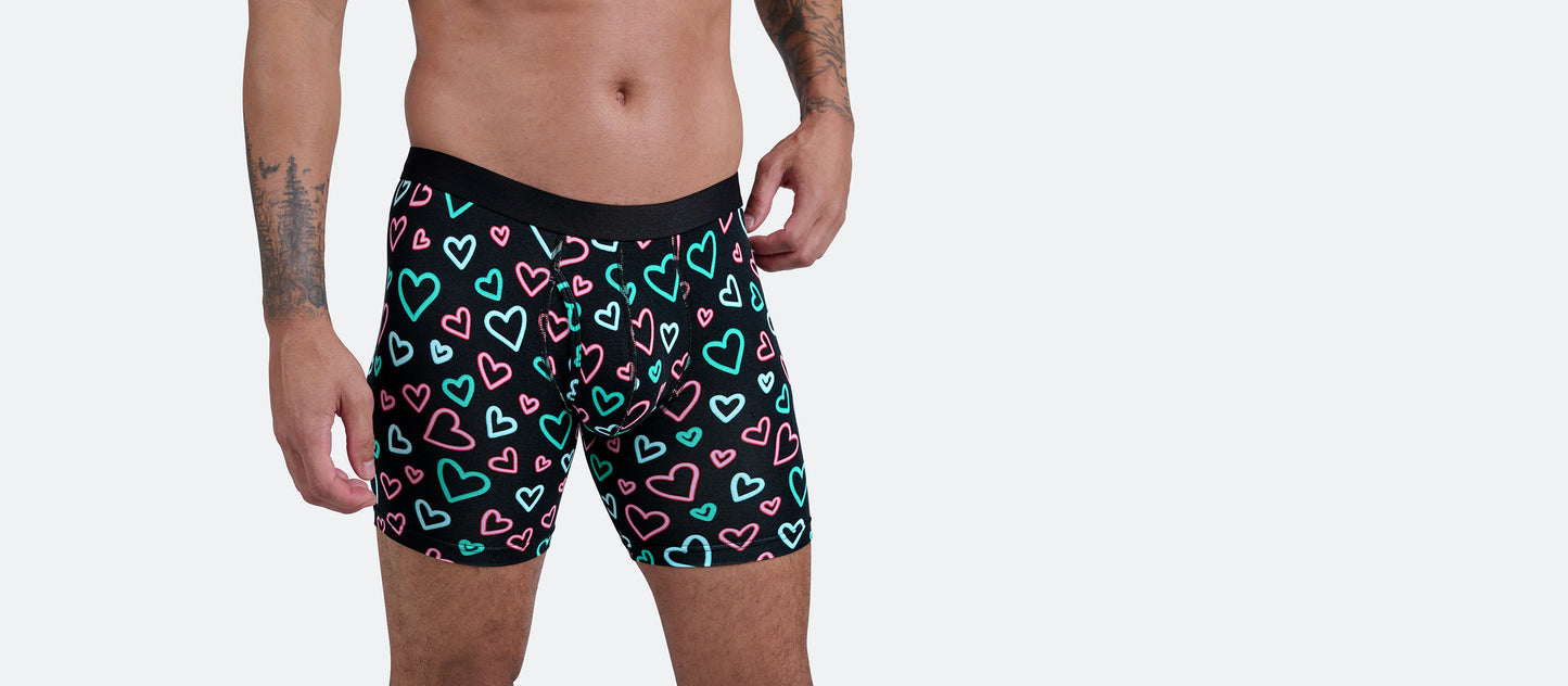 The Ball Caddy™ Boxer Brief w/ Fly | Electric Hearts