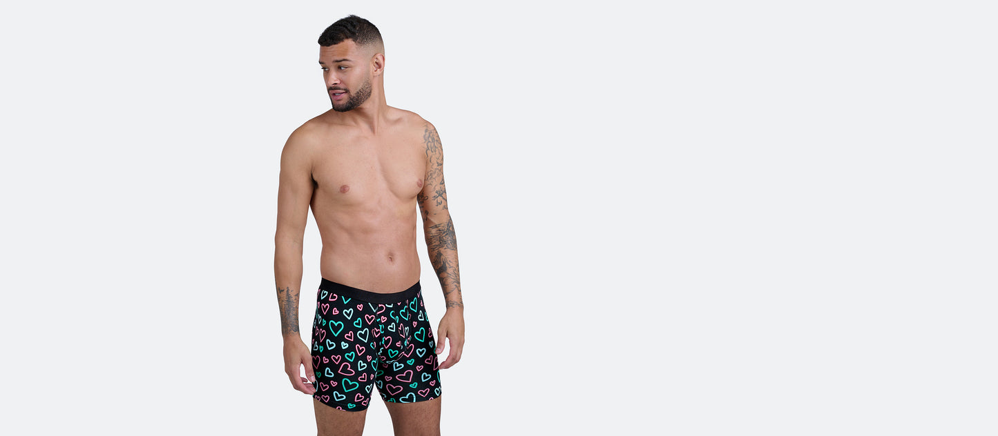 The Ball Caddy™ Boxer Brief w/ Fly | Electric Hearts