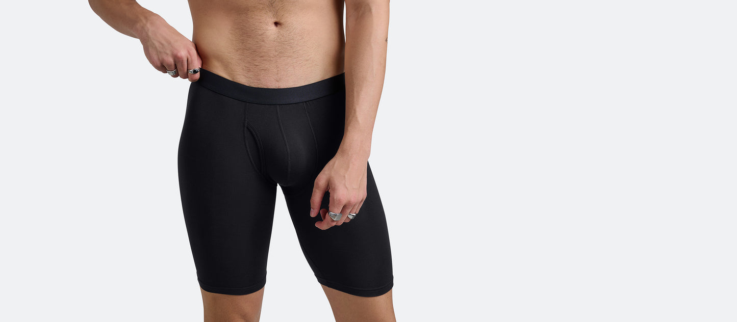 The Ball Caddy™ Long Boxer Brief w/ Fly | Black