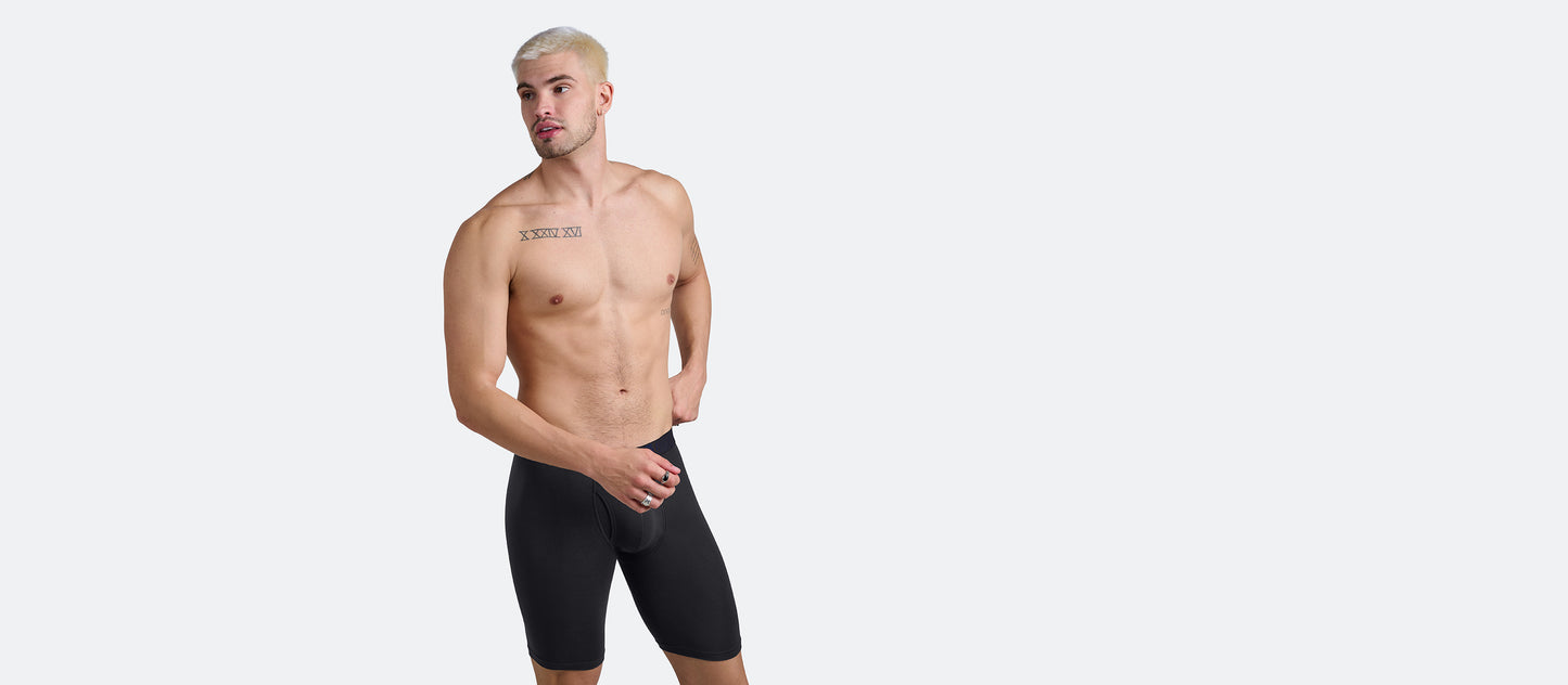 The Ball Caddy™ Long Boxer Brief w/ Fly | Black