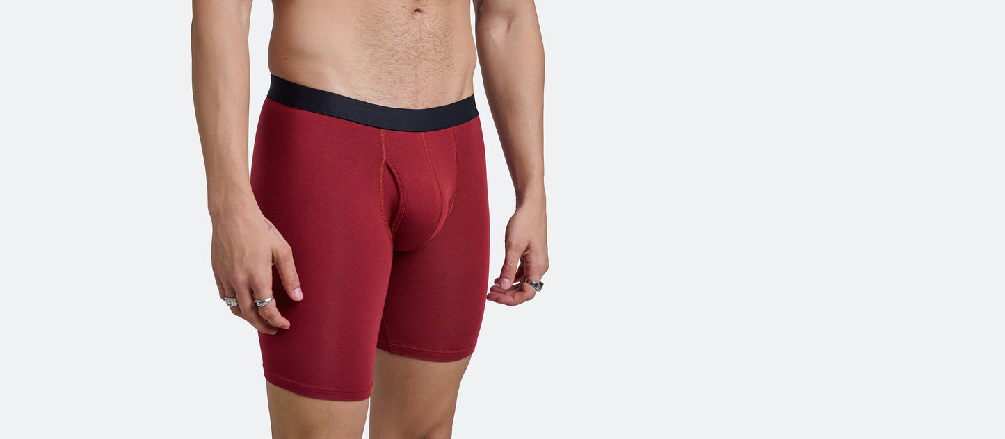 The Ball Caddy™ Long Boxer Brief w/ Fly | Cabernet