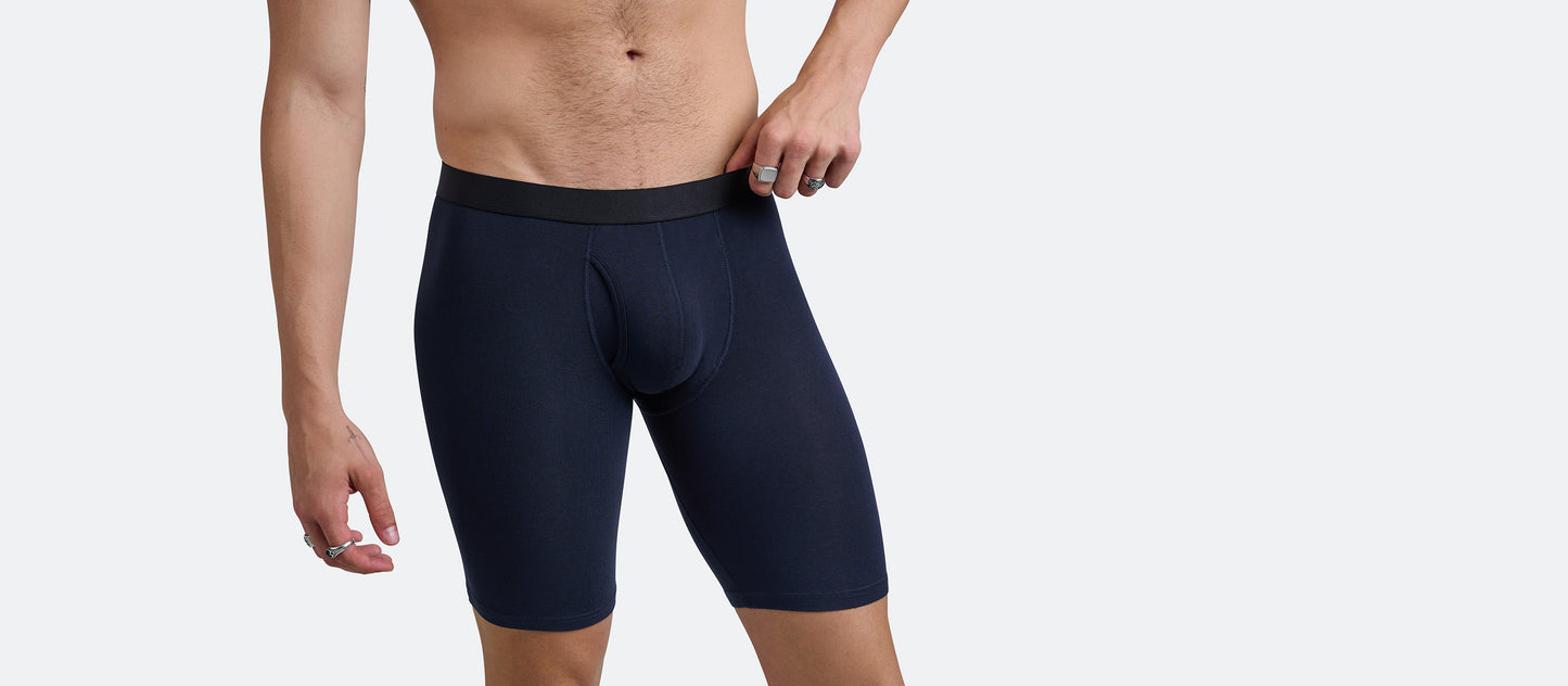 The Ball Caddy™ Long Boxer Brief w/ Fly | Dark Sapphire