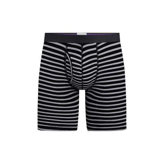 The Ball Caddy™ Long Boxer Brief w/ Fly | Heather Grey Stripes