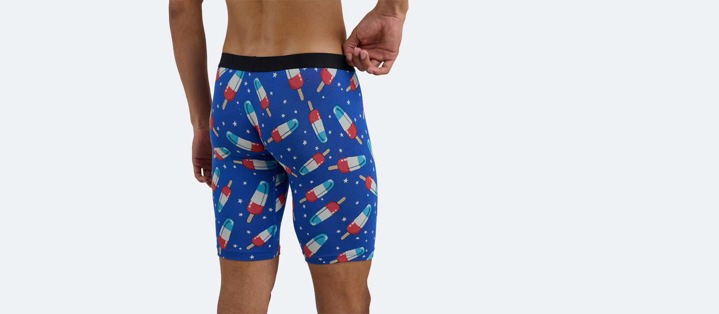 The Ball Caddy™ Long Boxer Brief w/ Fly | Patriotic Pops