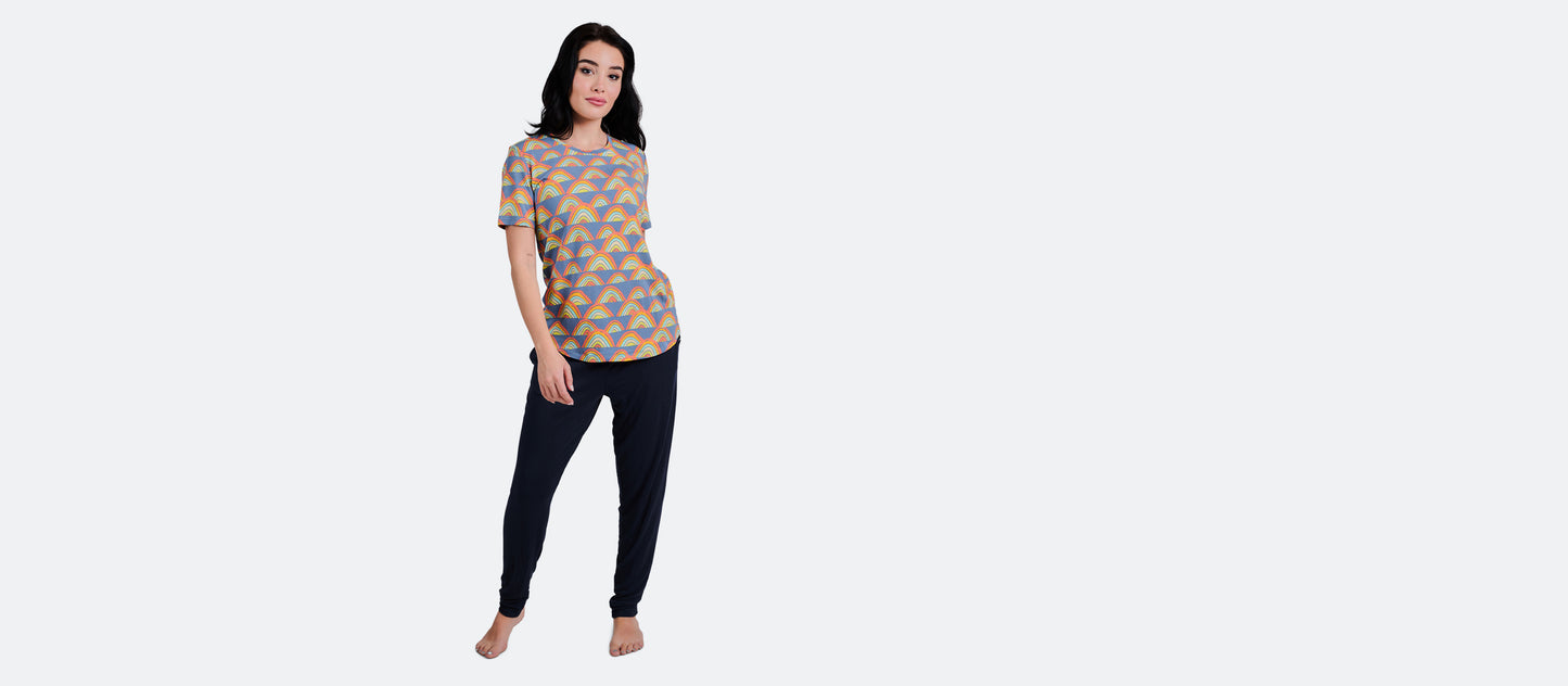 Women's Modal Crew Tee | Retro Rainbows