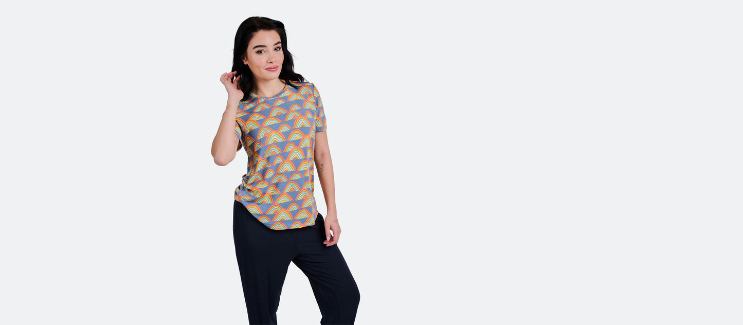 Women's Modal Crew Tee | Retro Rainbows