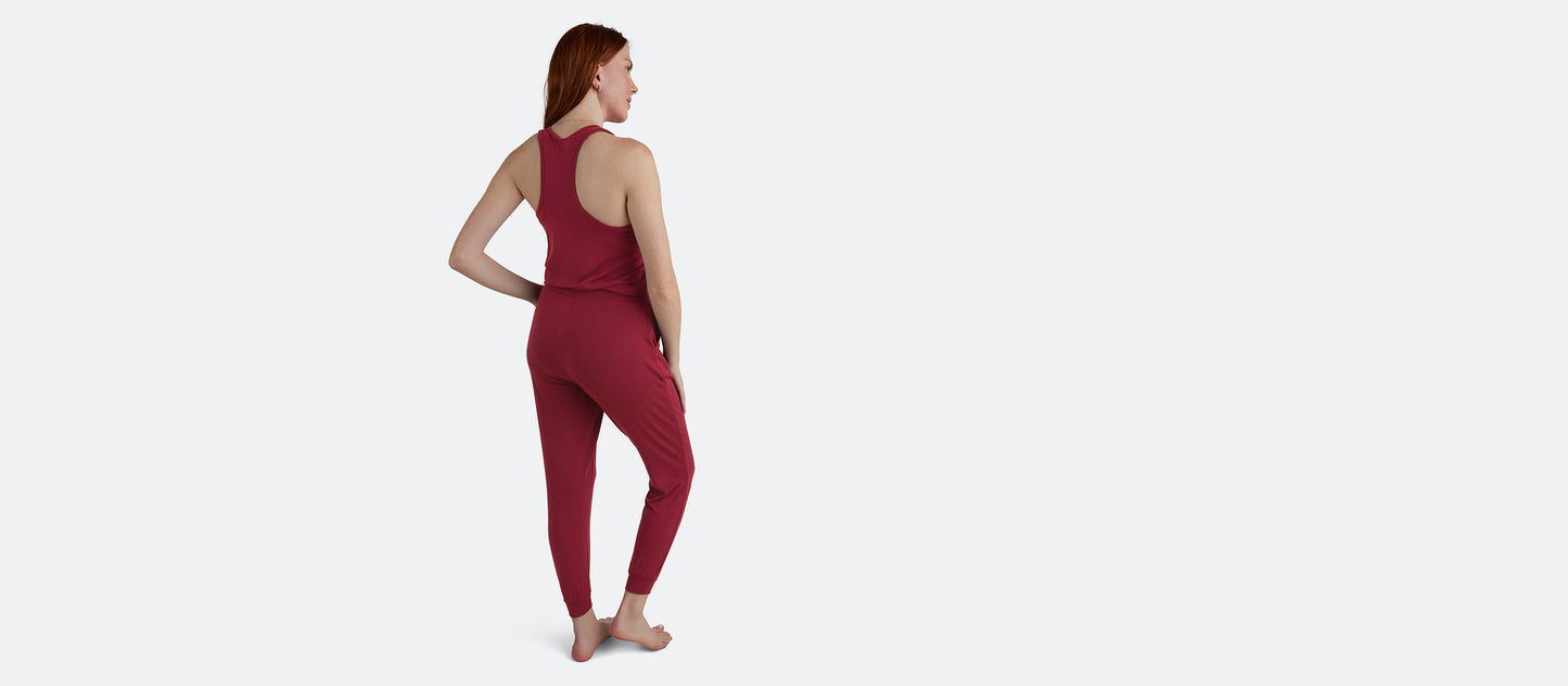 Women's Modal V-Neck Jumpsuit | Cabernet