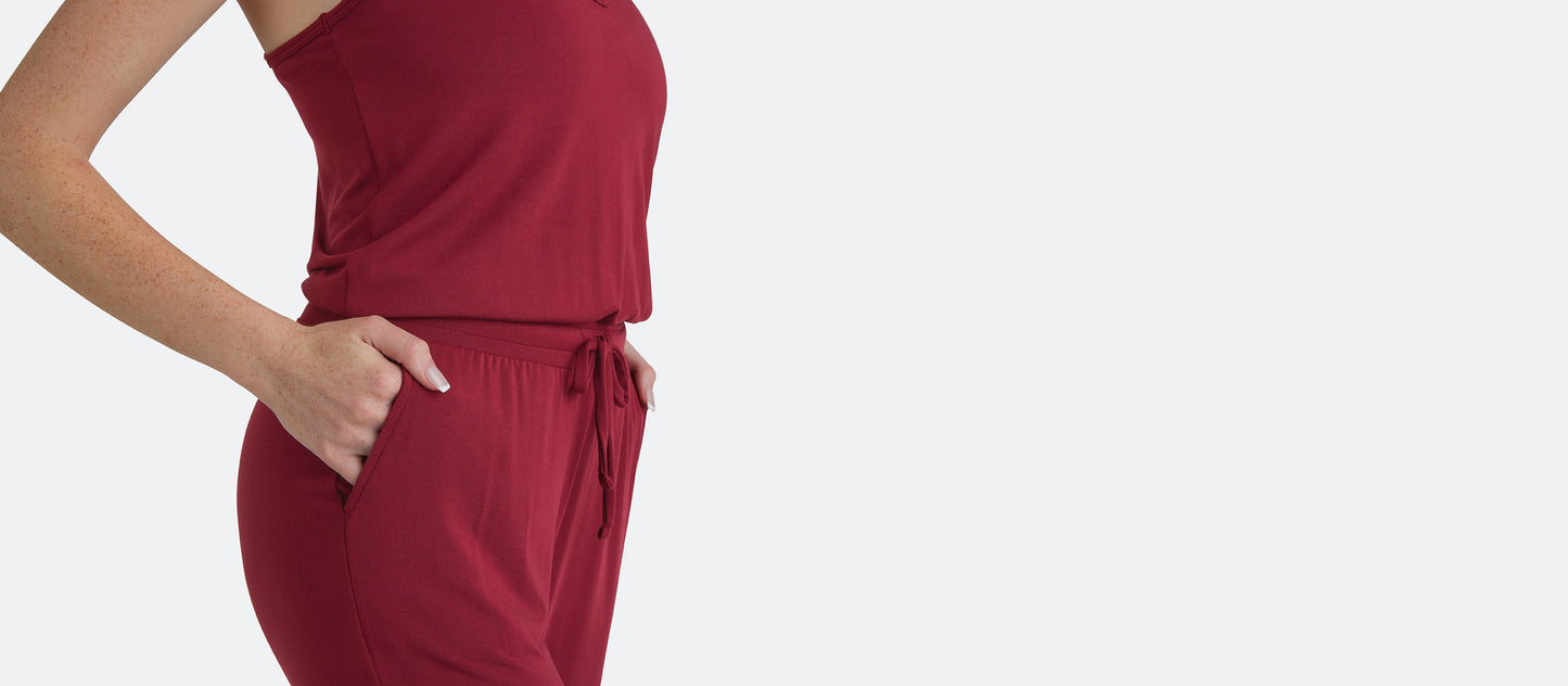 Women's Modal V-Neck Jumpsuit | Cabernet