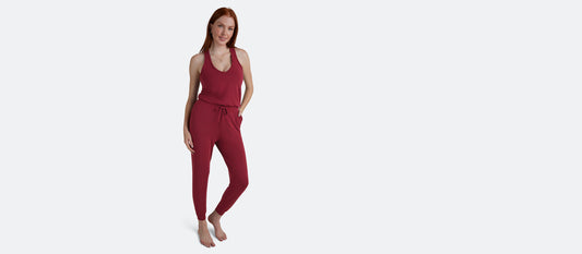 Women's Modal V-Neck Jumpsuit | Cabernet