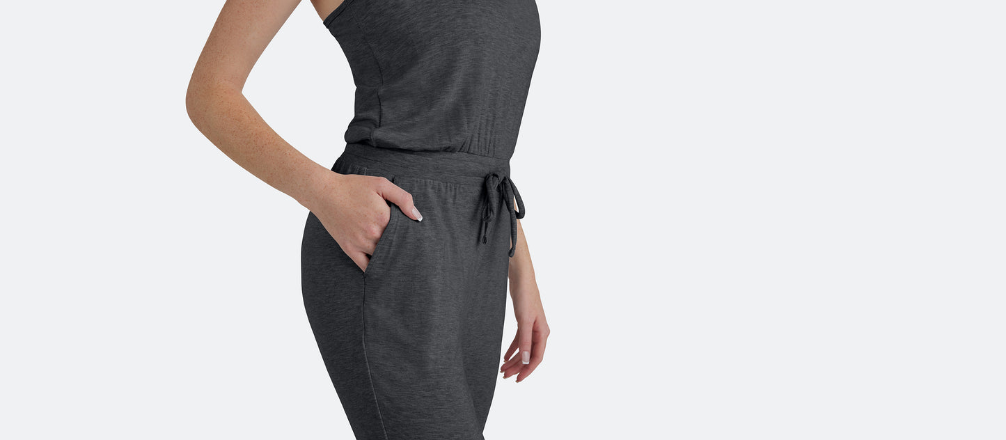 Women's Modal V-Neck Jumpsuit | Heather Charcoal