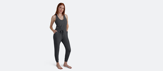 Women's Modal V-Neck Jumpsuit | Heather Charcoal