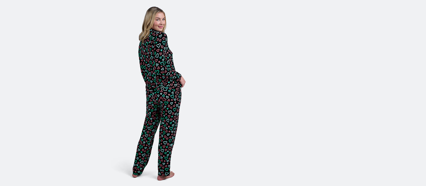 Women's Longsleeve Modal PJ Set | Electric Hearts