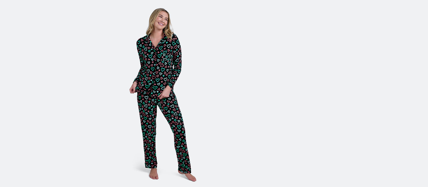 Women's Longsleeve Modal PJ Set | Electric Hearts