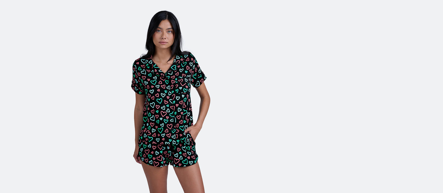 Women's Shortsleeve Modal PJ Set | Electric Hearts