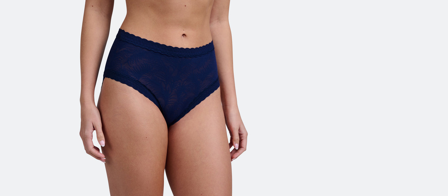 All Over Lace High-Waist Brief | Midnight Navy