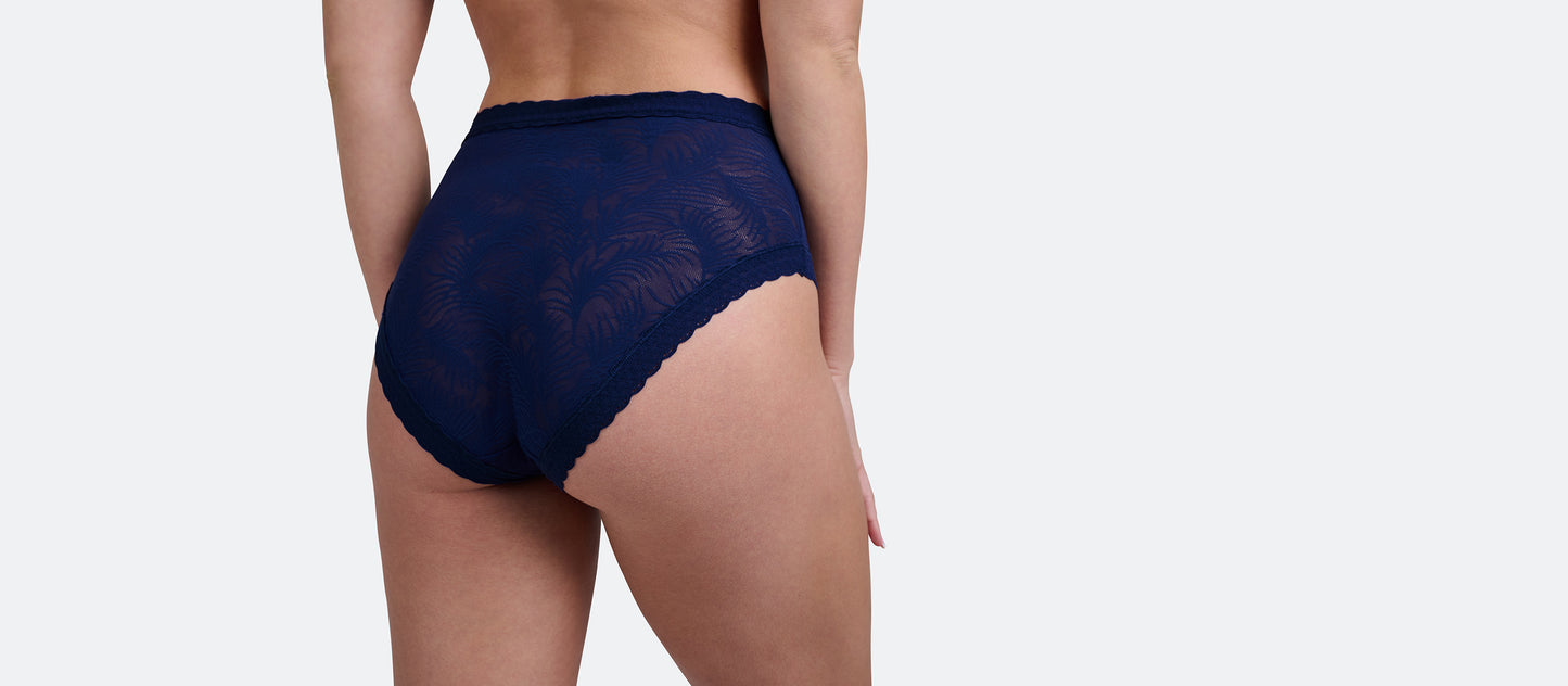 All Over Lace High-Waist Brief | Midnight Navy