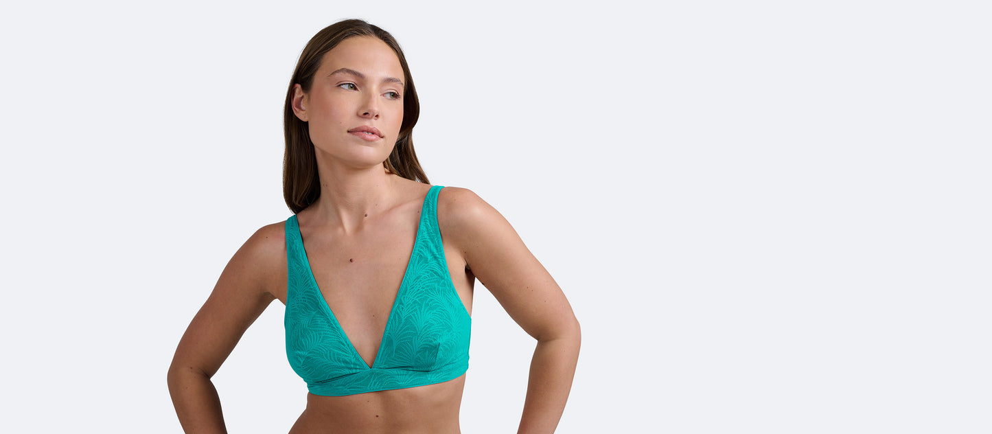 All Over Lace Plunge Bralette | Peacock Teal