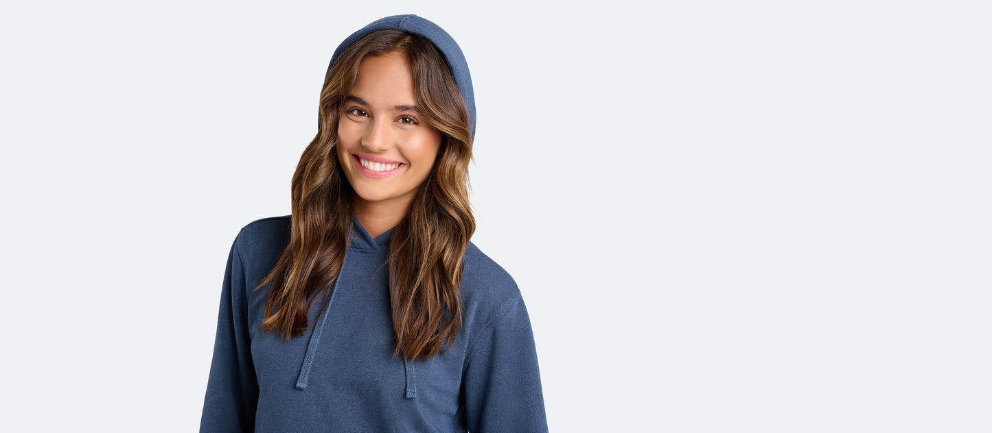 Women's French Terry Pullover Hoodie | Heather Navy