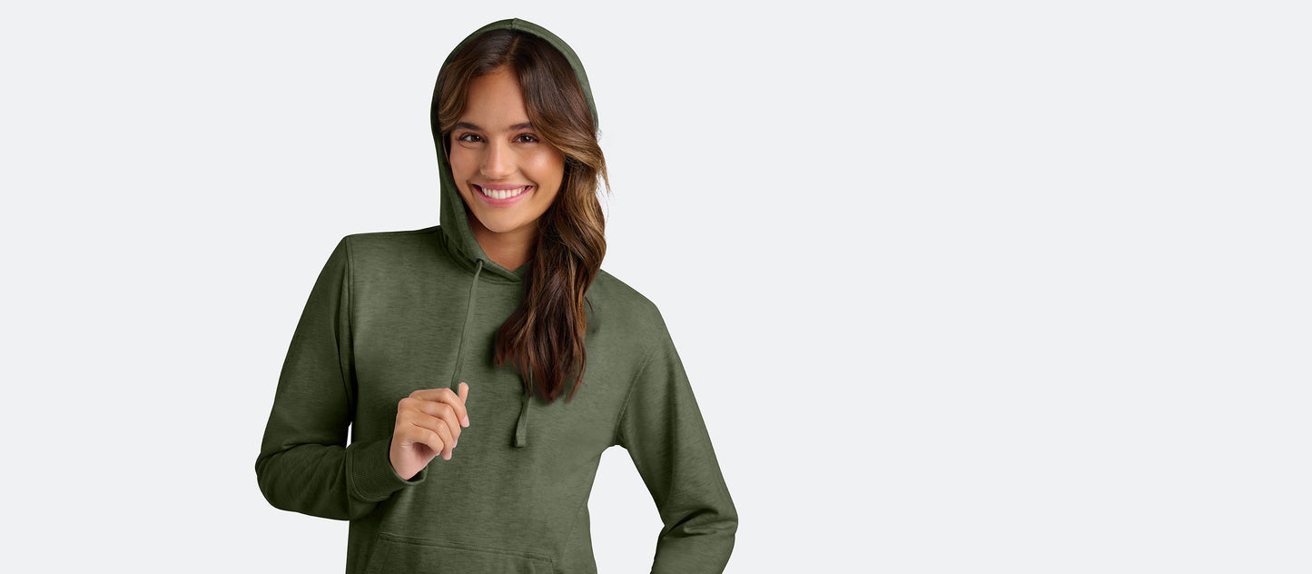 Women's French Terry Pullover Hoodie | Heather Olive