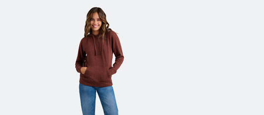 Women's French Terry Pullover Hoodie | Heather Burgundy