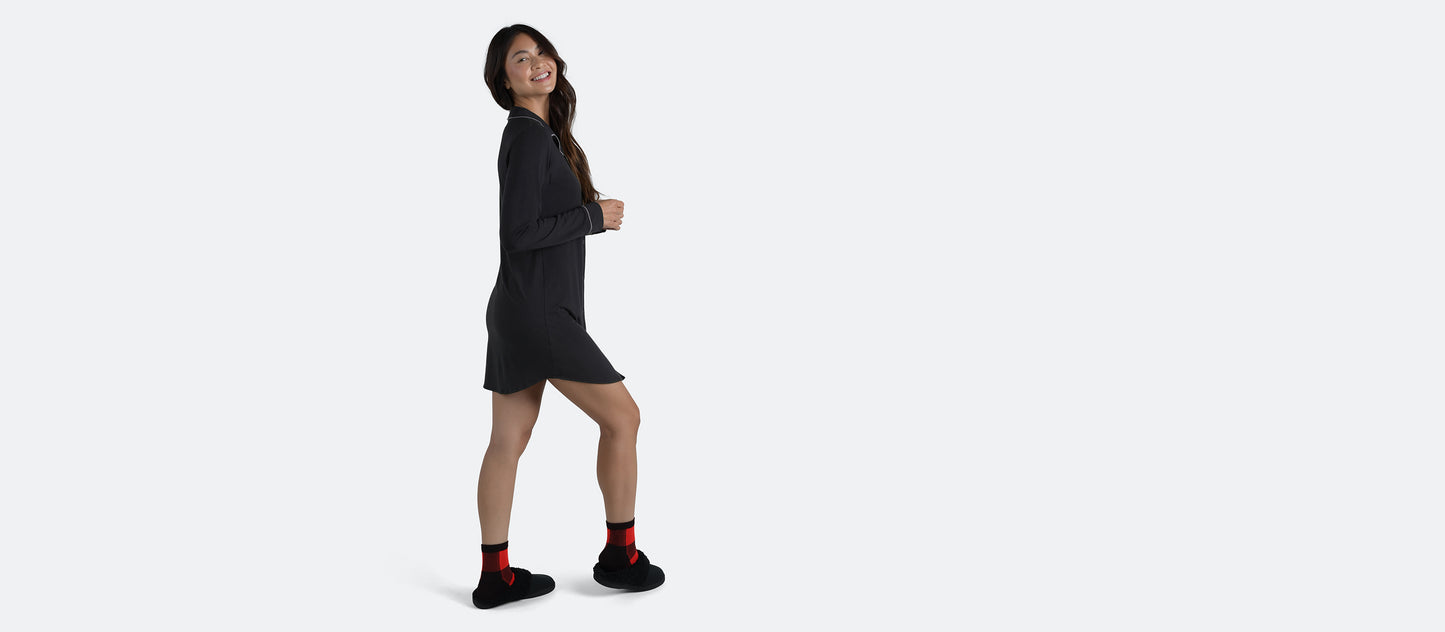 Women's Modal Button Down PJ Dress | Black